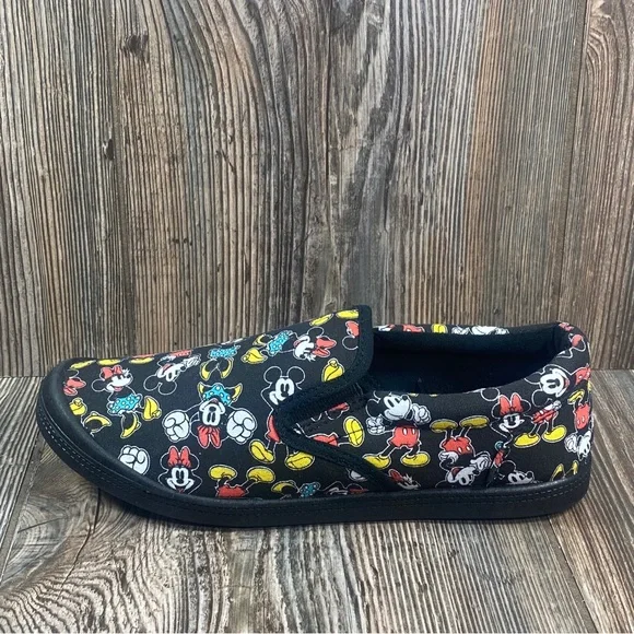Disney Mickey and Minnie Mouse Women's Size 7 Black Canvas Slip On Sneakers - Picture 9 of 13